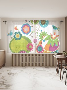 Фототюль JoyArty "Цветное необычное древо", 145x180см (2 полотна с лентой + 50 крючков)