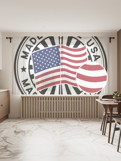 Фототюль JoyArty "Печать с американским флагом" 145x180см, 2 полотна, лента, 50 крючков
