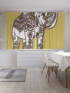 Классические шторы JoyArty "Слон в восточном стиле", Oxford DeLux, 2 полотна 145x180 см