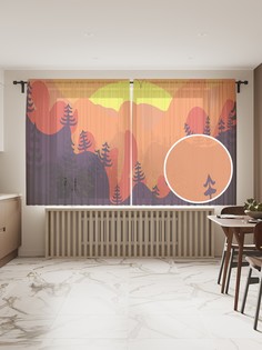 Фототюль JoyArty "Закат в горах", 145x180 см (2 полотна со шторной лентой + 50 крючков)