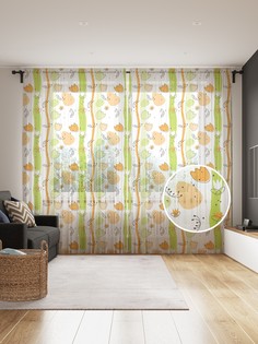 Фототюль JoyArty "Наброски тюльпанов", 145x265см, 2 полотна, лента, 50 крючков