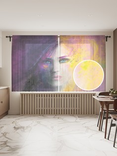 Фототюль JoyArty "Портрет необычной девушки", 145x180см (2 полотна с лентой + 50 крючков)