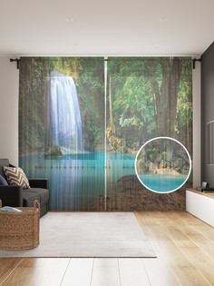 Фототюль JoyArty "Дерево с водопадом" 145x265см (2 полотна со шторной лентой + 50 крючков)