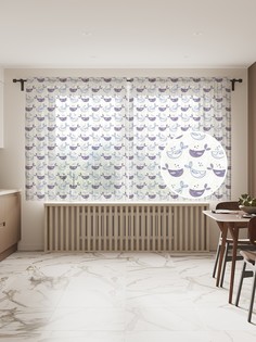 Фототюль JoyArty "Веселые кашалоты", 145x180 см (2 полотна со шторной лентой + 50 крючков)