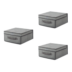 Коробка для хранения с крышкой Paxwell Ордер Про 3015, серая, 3шт. в уп.