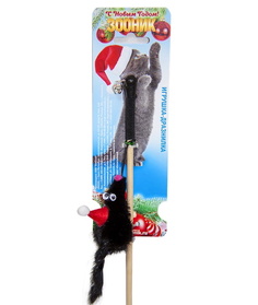 Игрушка для кошек Зооник Шустрик в колпачке, дразнилка на веревке 50 см