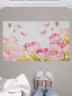 Придверный коврик JoyArty "Бабочки над тюльпанам" для обуви 75x45 см
