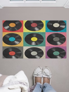 Придверный коврик JoyArty "Виниловые пластинки" для обуви 75x45 см