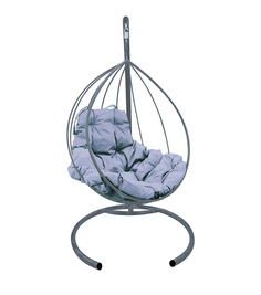 Подвесное кресло M-GROUP "КАПЛЯ" без ротанга серое, серая подушка
