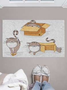 Придверный коврик JoyArty "Коты и коробки" для обуви 75x45 см