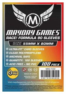 Протекторы для настольных игр Mayday Race! Formula 90 Card (55x80) - 100 штук MDG-7132