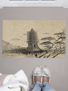 Придверный коврик JoyArty "Древний японский храм" для обуви 75x45 см