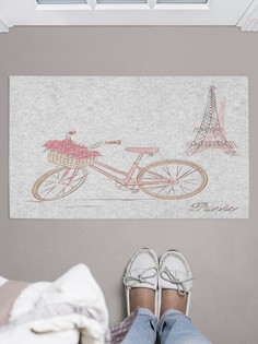 Придверный коврик JoyArty "Цветочный велосипед в Париже" для обуви 75x45 см