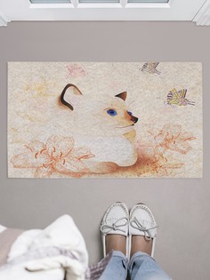 Придверный коврик JoyArty "Котик ловящий бабочек" для обуви 75x45 см