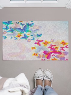 Придверный коврик JoyArty "Цветные бабочки" для обуви 75x45 см