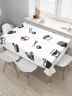 Скатерть прямоугольная JoyArty "Выбор японских блюд" из оксфорда, 120x145 см