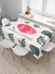 Скатерть прямоугольная JoyArty "Азбука японской кулинарии" из сатена, 180x145 см