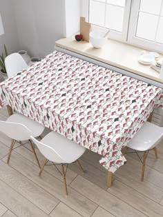 Скатерть прямоугольная JoyArty "Мухоморы на нитке" из сатена, 180x145 см