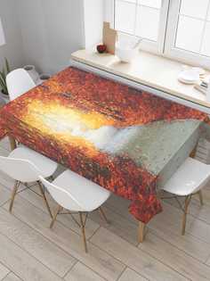 Скатерть прямоугольная JoyArty "Осенний тоннель" из сатена, 180x145 см