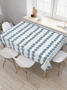 Скатерть прямоугольная JoyArty "Ряды листьев монстеры" из сатена, 120x145 см