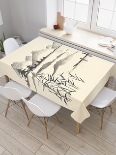 Скатерть прямоугольная JoyArty "Прогулка на лодке в Японии" из сатена, 180x145 см