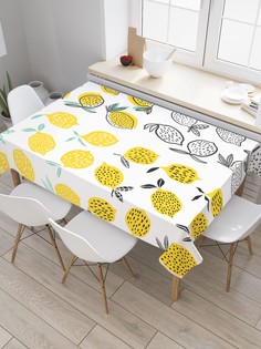 Скатерть прямоугольная JoyArty "Раскраска лимонов" из сатена, 180x145 см