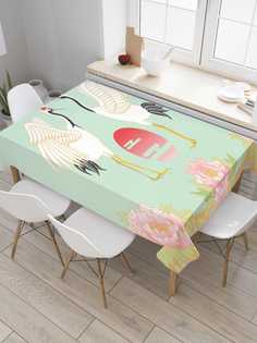 Скатерть прямоугольная JoyArty "Японский журавль" из оксфорда, 120x145 см