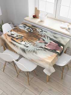 Скатерть прямоугольная JoyArty "Агрессивный тигр" из оксфорда, 180x145 см