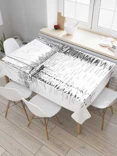 Скатерть прямоугольная JoyArty "Графические парусники" из оксфорда, 180x145 см