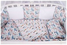 Комплект в кроватку AmaroBaby Ламы 15 предметов (3+12 подушек-бортиков) бязь, розовый