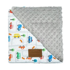 Плед AmaroBaby РАСТЕМ ВМЕСТЕ 96х87 хлопок/minky Дорога, серый AMARO-62RV-Do