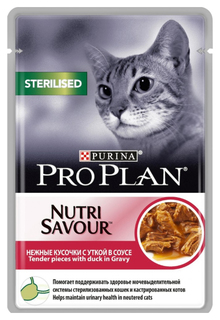 Влажный корм для кошек PRO PLAN Nutri Savour Sterilised, утка, 24шт, 85г
