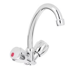 Смеситель для кухни, двухвентильный, высокий поворотный излив 20см, хром, 2С20 Quartz