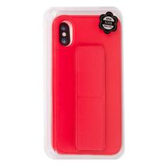 Чехол подставка с магнитом для Apple iPhone X, XS матовый силикон, красный Rocknparts