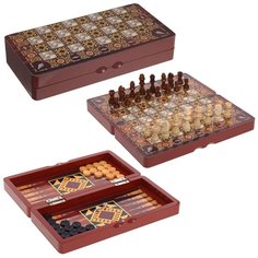 Игра настольная 3 в 1 Шахматы, шашки, нарды, 29x5,5x14,5 см РемекоКлаб