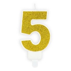 Свеча праздничная 5 Party Deco золотая 7 см