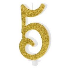 Свеча праздничная PartyDeco 5 золотая 10 см