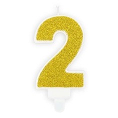 Свеча праздничная 2 Party Deco золотая 7 см