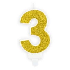 Свеча праздничная 3 Party Deco золотая 7 см