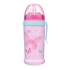 Поильник-непроливайка Canpol Babies Butterfly с силиконовой трубочкой,розовый,56/515_pin