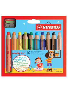 Цветные карандаши STABILO Woody 3 in 1 10 цветов