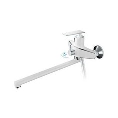 Смеситель для ванны Haiba HB22804 с длинным изливом и переключателем в корпусе, белый/хром