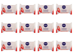 Мыло-уход Nivea Клубника и Молоко, 90гр., 12 шт