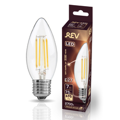 Лампа светодиодная REV FILAMENT свеча C37 E27 7W, 2700K, DECO Premium, теплый свет