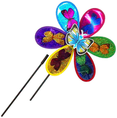 Ветрячок цветок с бабочками голограмма 28 см Shantou Gepai PW28 2