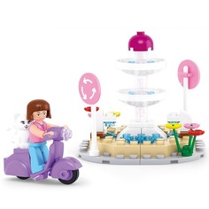 Конструктор Sluban Розовая мечта Фонтанчик с фигурками, 79 деталей