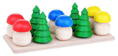 Игровой набор "Елочки и грибочки на полянке", 11 предметов Деревянные игрушки