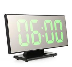 Настольные зеркальные часы DS-3618L (черный корпус, зеленые цифры) D.S