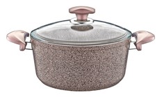 Кастрюля с крышкой. O.M.S. Антипригарное покрытие. 5,5 л, 26 см. Коричневый.