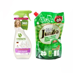 Средство д/сантехники Synergetic 500 мл + концентрат д/посуды Jundo Green tea mint 800мл
